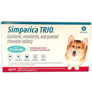 Rx Simparica Trio blue 22.1-44lbss